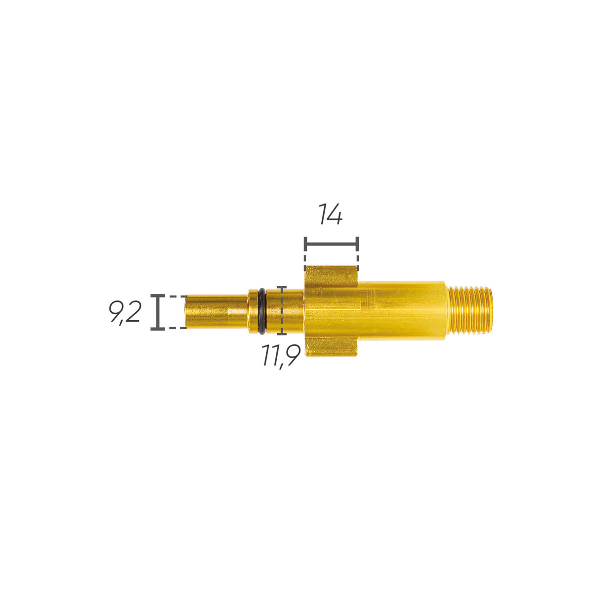 Adattatore in alluminio IDROBASE G1/4M, compatibile con tipo Black & Decker, perfetto per connessioni rapide e sicure nelle attrezzature professionali.