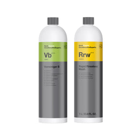 Bottiglie Koch-Chemie Vorreiniger B e Rapid Rinseless Wash 1L per prelavaggio schiumogeno e pulizia auto senz'acqua