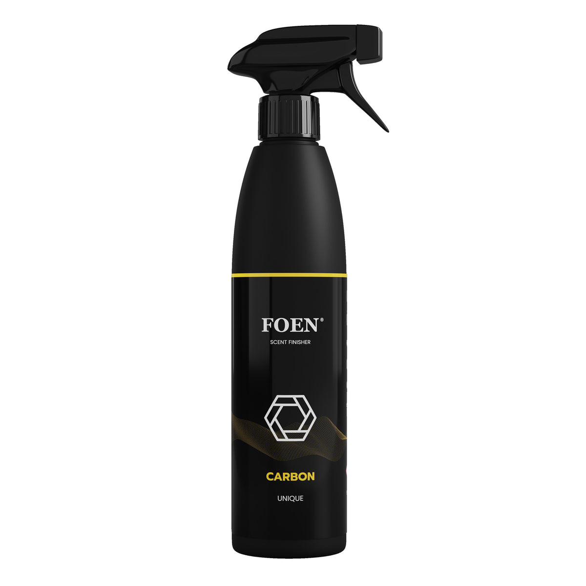 Bottiglia di FOEN Carbon Profumo Spray, deodorante auto con fragranza intensa e moderna, ideale per rinfrescare e profumare l'interno del veicolo.