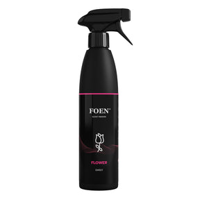 Bottiglia di FOEN Flower Profumo Spray, deodorante auto con fragranza floreale e delicata, ideale per rinfrescare e profumare l'interno del veicolo.