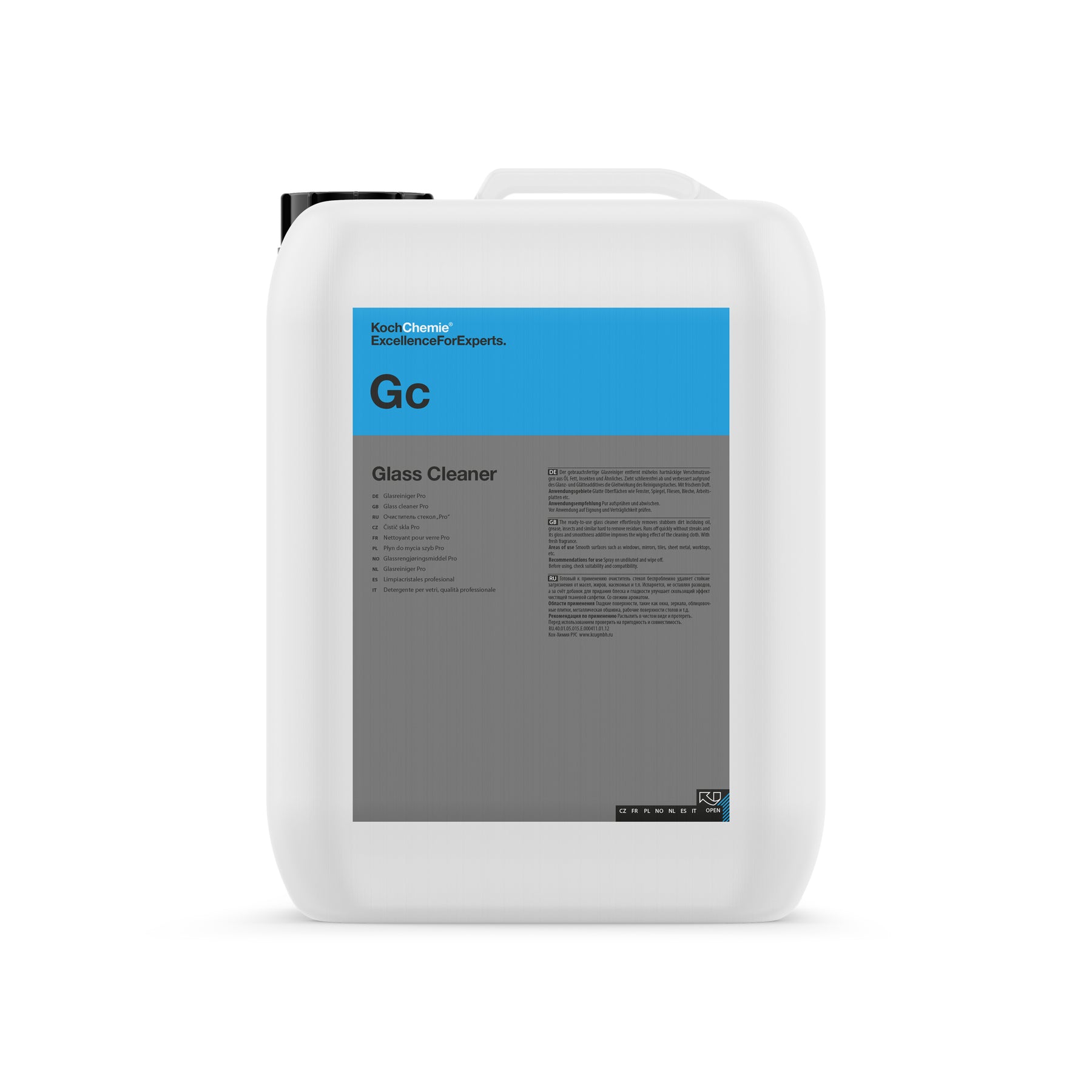 tanica da 10L di Koch Chemie GC Glass Cleaner, detergente vetri auto pronto all’uso, senza aloni