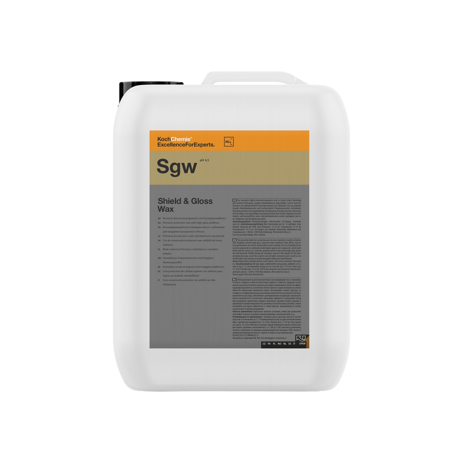 Koch-Chemie Sgw Shield & Gloss cera protettiva idrofobica con effetto gloss e seta al tatto tanica professionale
