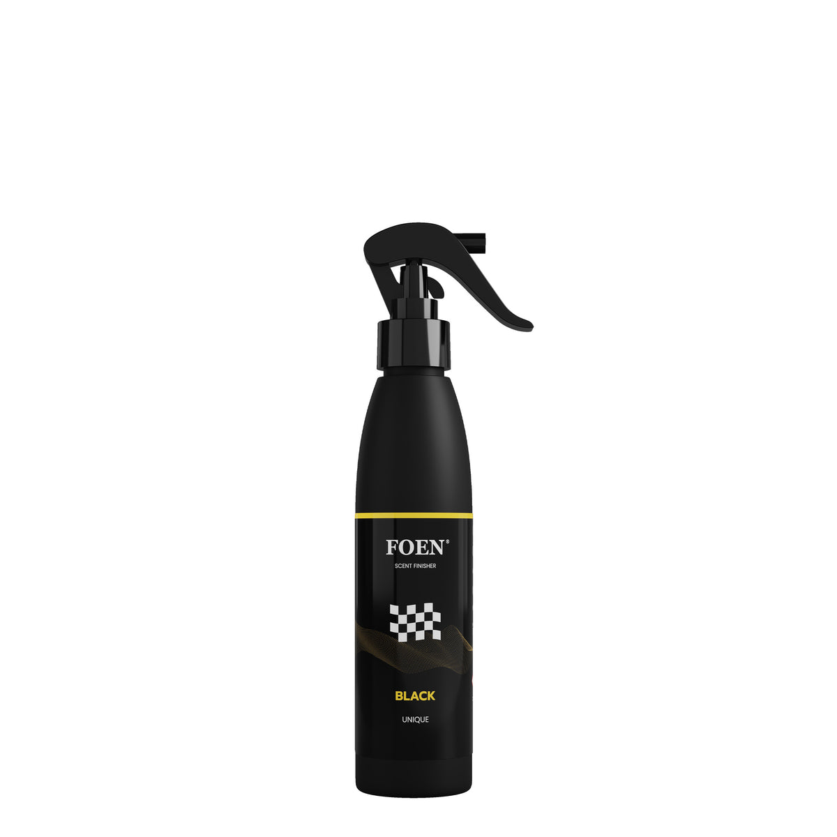 Bottiglia di FOEN Black Profumo Spray, deodorante auto con fragranza elegante e sofisticata, ideale per rinfrescare e profumare l'interno del veicolo.